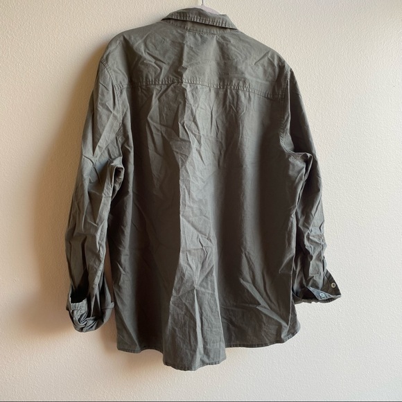 Foxcroft Olive Green Shaped Fit Button-up Shirt Sz 14 - Picture 10 of 15